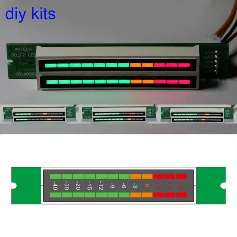 Мини двойной 12 уровень индикатор VU метр стерео усилитель доска регулируемый светильник скорость доска с режим АРУ Diy наборы
