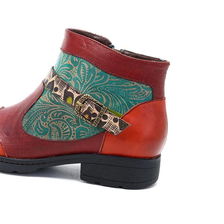 New Plant Texture Female Chelsea Boots Shoes Genuine Leather Stitching Craft Ladies Short Boots Flat Casual Zipper Women's Boots (3)