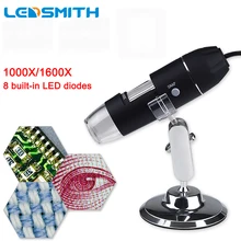 1000X1600X8 светодиодный цифровой USB электронный микроскоп Лупа USB эндоскоп камера подключена к телефону компьютер