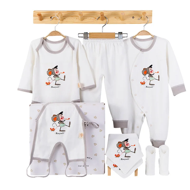 

New Cartoon Baby Girl Clothes Soft Cotton Baby Boy Clothes Set Newborn Clothing Pink/Gray New Born Gift for 6-12M