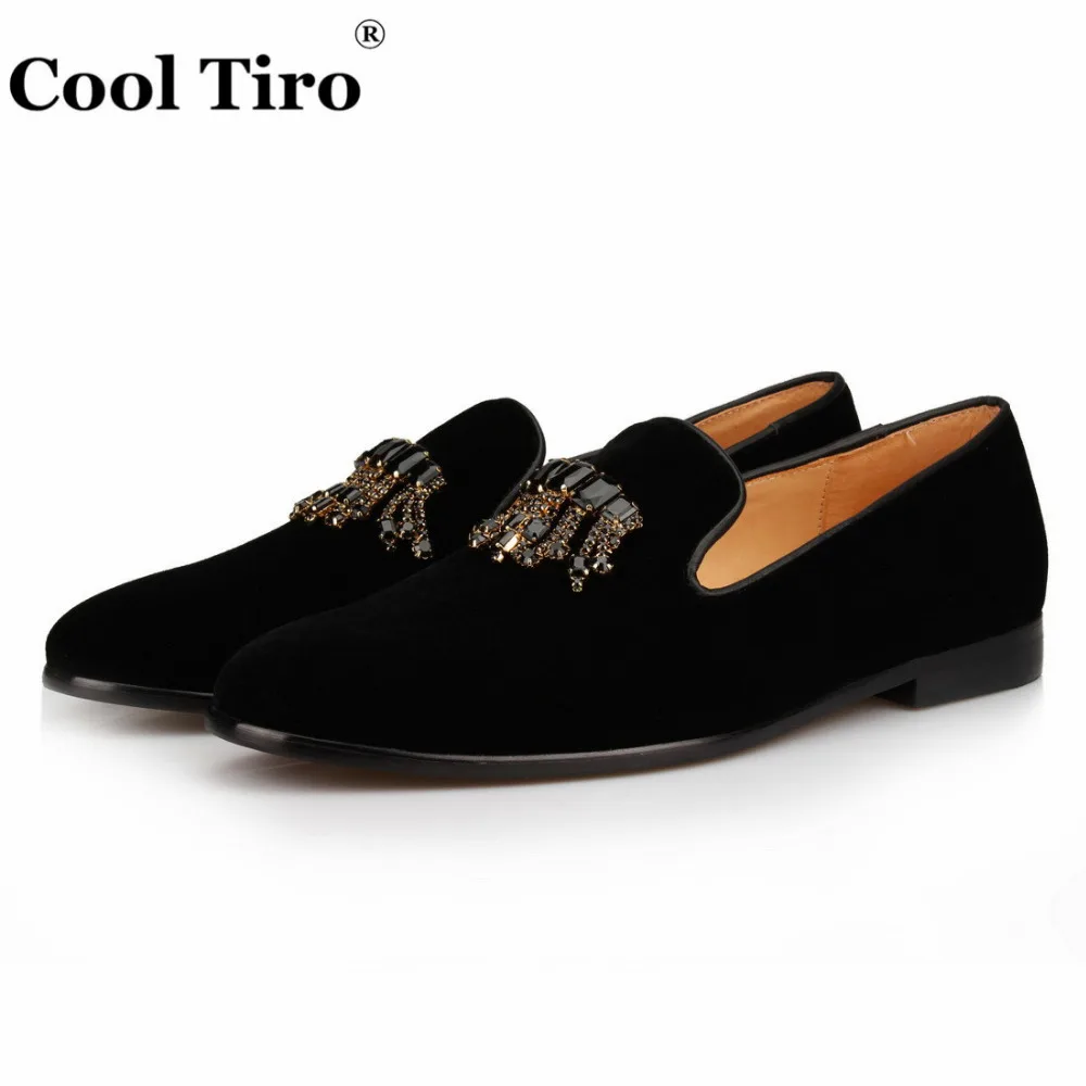 Velvet Loafers Crystal tassels Slippers (3)