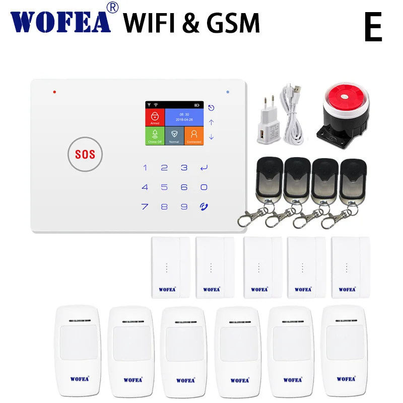 2,4G умный дом безопасности wifi gsm сигнализация Android/IOS приложение сенсорная клавиатура голосовые подсказки SMS и автоматический набор - Цвет: E