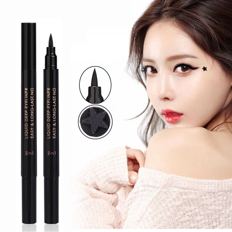 Double ended Eyes Liner Liquid Make Up Pencil Waterproof Black Makeup