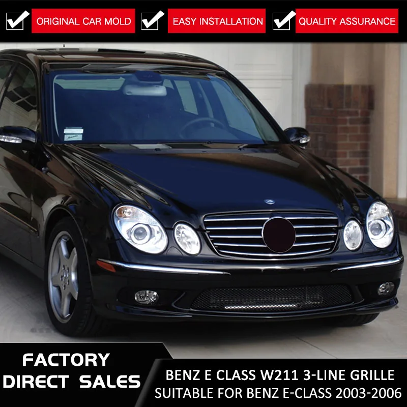 

CITYCARAUTO MODIFIED GRILL GRILLS AUOT EXTERIOR ACCESSORIES FRONT BUMPER MASK TRIMS COVER FIT FOR BENZ W211 E CLASS E63 2003-06