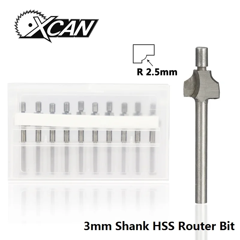 

XCAN 10pcs 1/8'' Shank HSS Router Bits Micro Wood Cutter Trimmer Milling Bits Fits Dremel Woodworking Rotary Tool Set