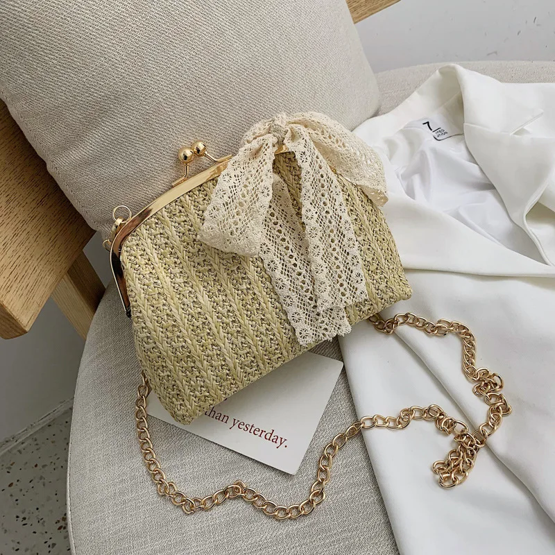 

Straw Bag Female 2019 New Korean Wallet Lace Handbag Chain Chain Single Shoulder Bag Summer Beach Women Handbag Fashion Bolsa
