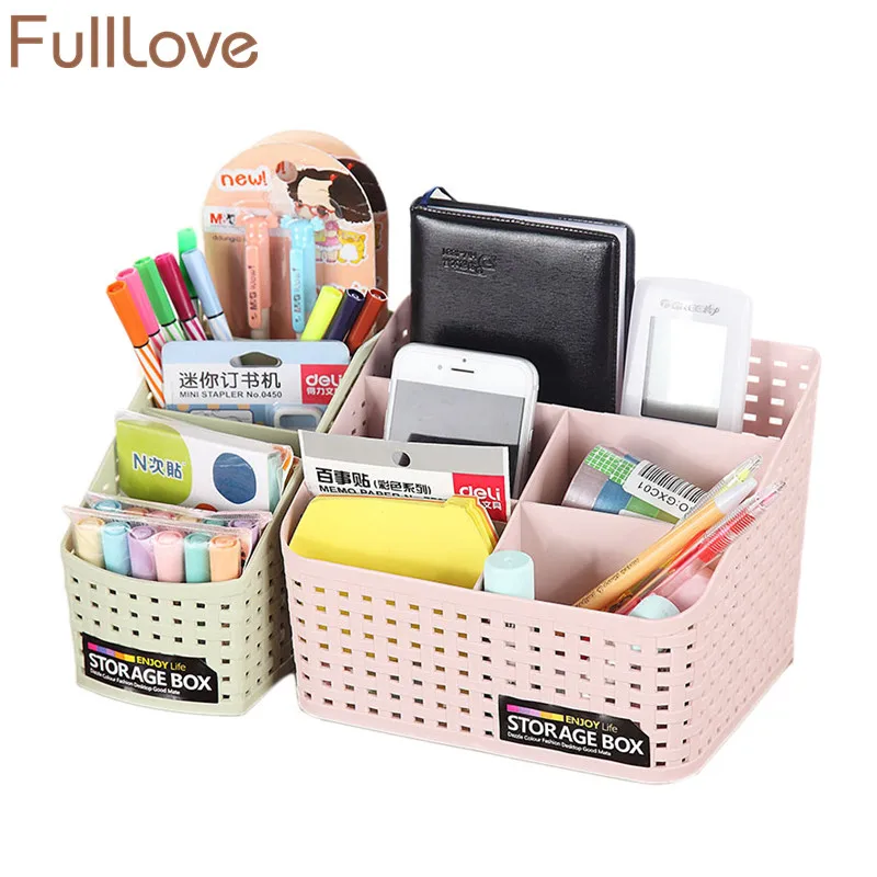 

FullLove 16.5*7.8*12.5cm Plastic Cosmetic Organizer Box Pen Holder Sundries Case Desk Organizer Bathroom Storage & Organization