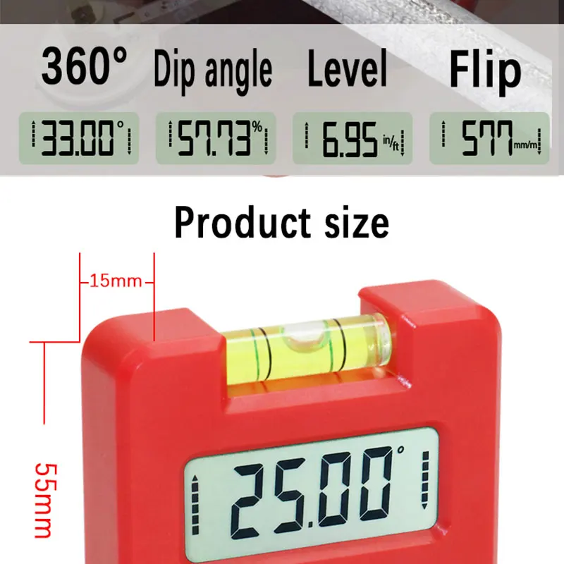 Мини цифровой уровень транспортир Сильный магнитный Цифровой Инклинометр Угол наклона коробка уровень Горизонтальный Угол транспортир Угол Калибр
