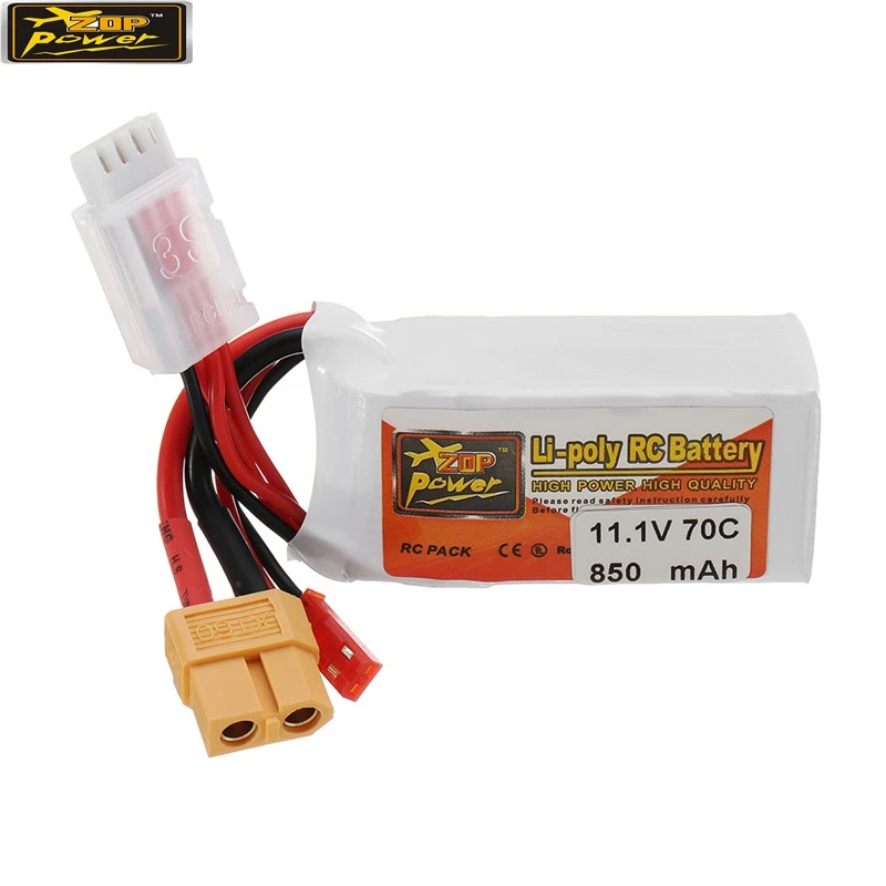 ZOP POWER 11 1 В 850 мАч 70C 3S аккумуляторная Lipo батарея с JST вилкой XT60 разъем для