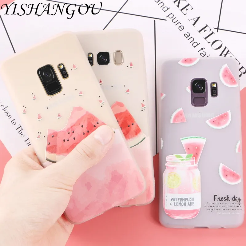 

YISHANGOU Watermelon Phone Case For Samsung Galaxy S9 Plus Note8 Summer Fruit Soft Silicon Cover For Samsung S8 Plus Note9 Capa