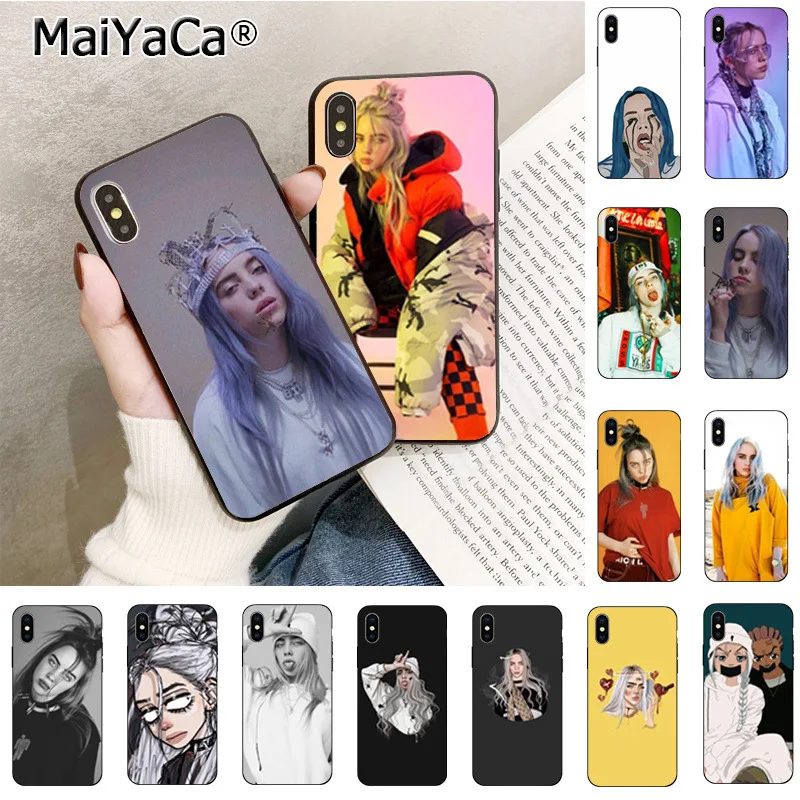 

Maiyaca Billie Eilish 13 Girl Smart Cover Soft TPU Shell Phone Case for iPhone 8 7 6 6S Plus X Xs Xr XsMax 5 5S SE 5C Cover