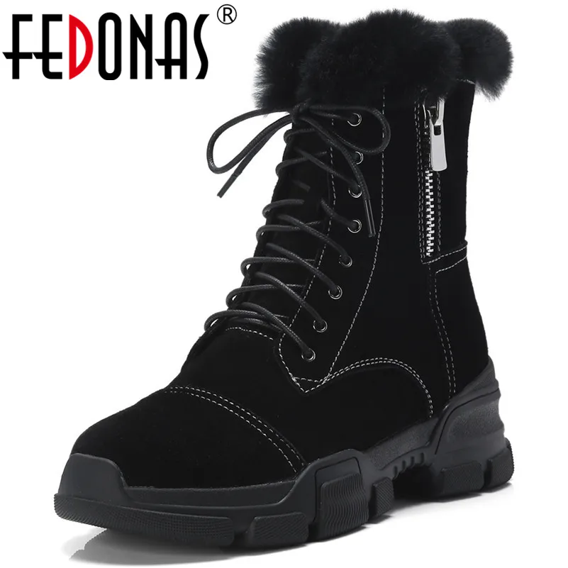 

FEDONAS Fashion Brand Women Cow Suede Ankle Boots Warm Snow Boots Sexy Punk Rock Motorcycle Boots Female Basic Boots Shoes Woman