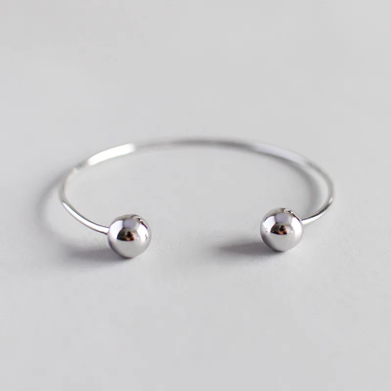 

VERY THIN 1.5MM minimalist Authentic 925 Sterling silver Glossy Polished Double Lucky Round Bangle Cuff Bracelet Jewelry S70
