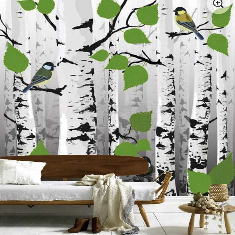 

Modern decorative wallpaper, birch tree natural landscape murals for children's room living room sofa background wallpaper roll