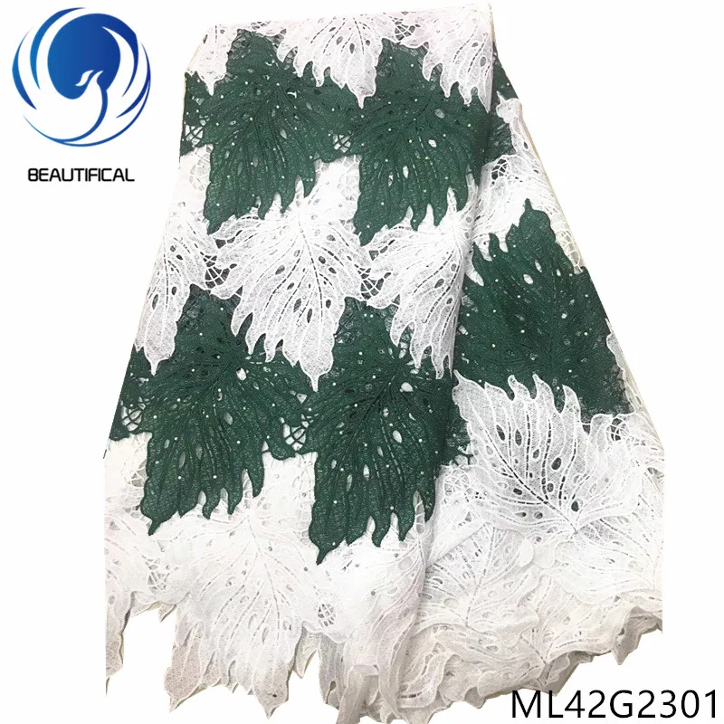 

BEAUTIFICAL african lace fabrics water soluble lace fabric with stones New arrival embroidery cord lace fabirc 5yards ML42G23