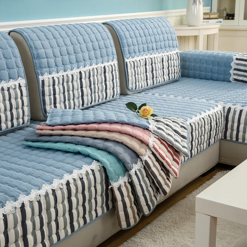 

High Quality Flannel Thicken combination sofa cushion sofa cover Slip-Proof Plush Sofa Towel Pillow Case Bundled sales