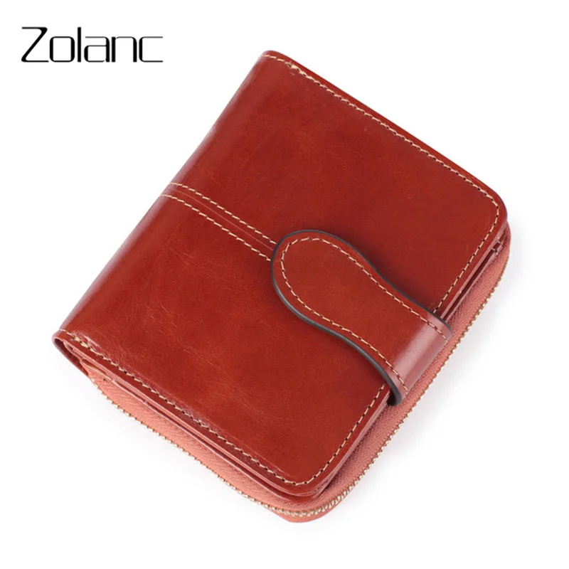 

Zolanc Woman Genuine Leather RFID Wallet The First Layer Of Leather Leisure Short Wallets Coin Purse Card Holder