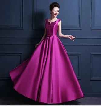 

Hot sale elegant evening dresses V-opening back prom formal party dress vestidos de festa style simple satin evening dress