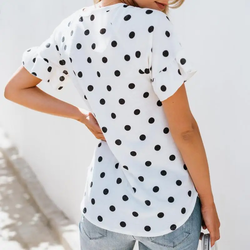 Sunfree дропшиппинг летние новые женские свободные Camisas модные Mujer блузка в горошек