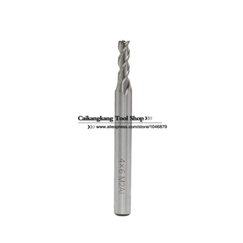 

New 3 Flutes 4*6*12*60mm M2AI Dia 4mm End Mill Router Bit Milling Cutter Machine CNC Drill Tool Use For Cutting Aluminum