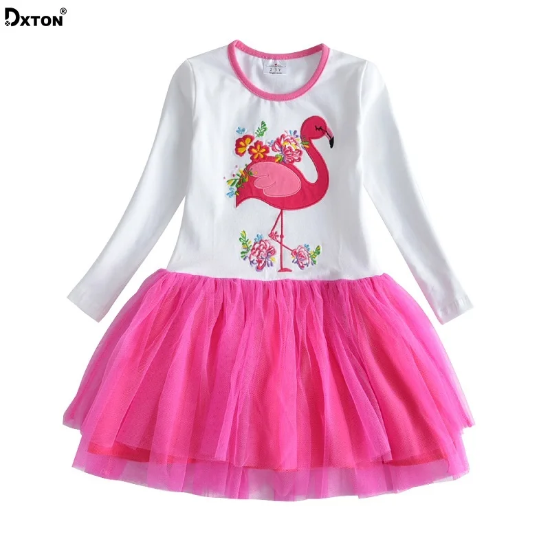 

Dxton Girl Dress Flamingo Princess Dress 2019 Cartoon Girls Clothes Kids Dress for Girl European and American Style Girl Dresses