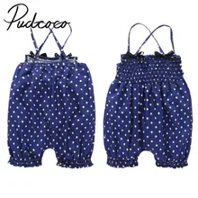 Стильные Детские комбинезоны для девочек, брючный костюм с бретельками для новорожденных, комбинезон с короткими штанами, летний сарафан для детей от 0 до 24 месяцев