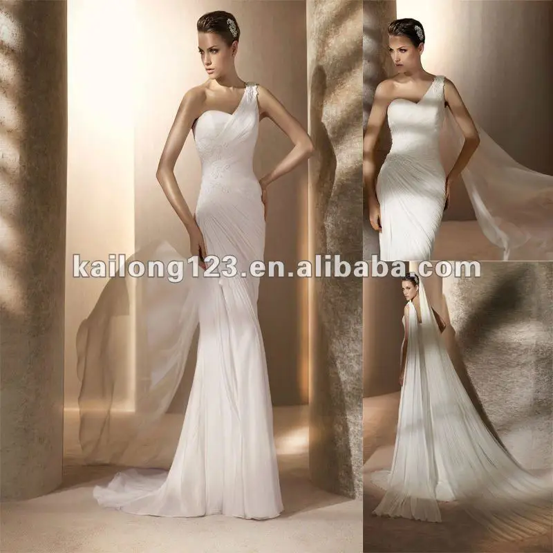 Online Shop Slim One Shoulder Asymmetrical Mermaid Style Sweep
