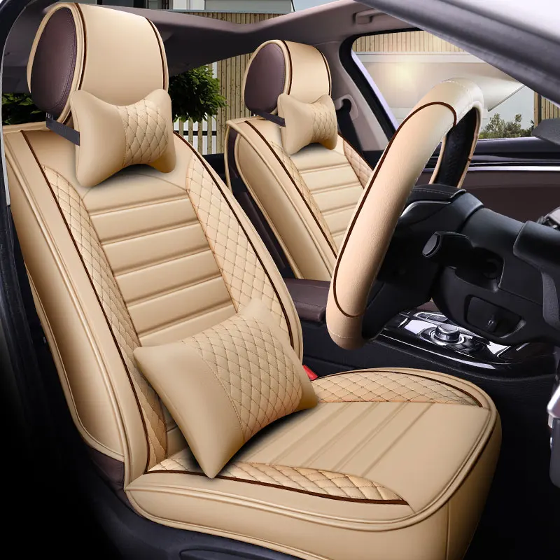Newly Car Seat Cover Leather Comfortable Durable 5-Seat For Interior Accessories