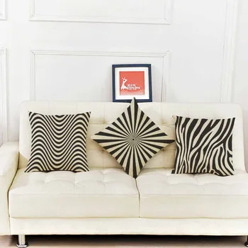 

Geometric style Cushion Black white Zebra Wave pattern Cotton Linen Throw Pillows 18 inches Home Decor Office sofa cojines