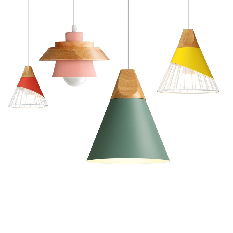 Günstige Anhänger Lichter Moderne Holz Anhänger Lampe Nordic licht Für Cafe Restaurant Schlafzimmer Hanglamp Küche Bunte Suspension Leuchte
