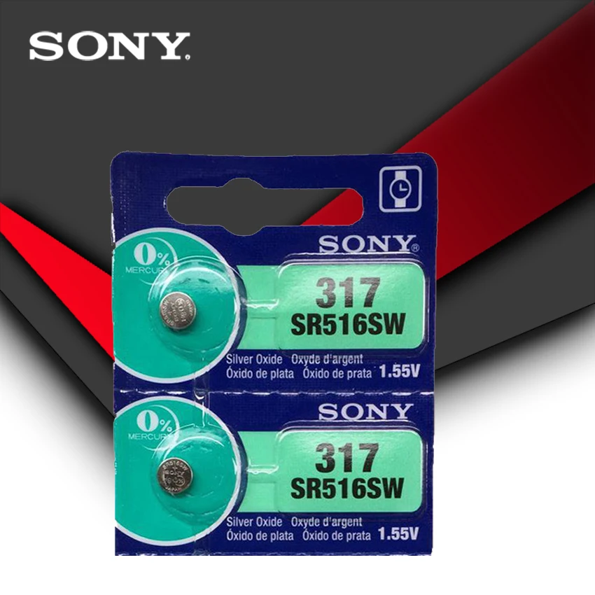

2pc Sony 100% Original 317 SR516SW SR516 1.55V Silver Oxide Button Cell Coin Battery High Capacity Calculator Car Remote