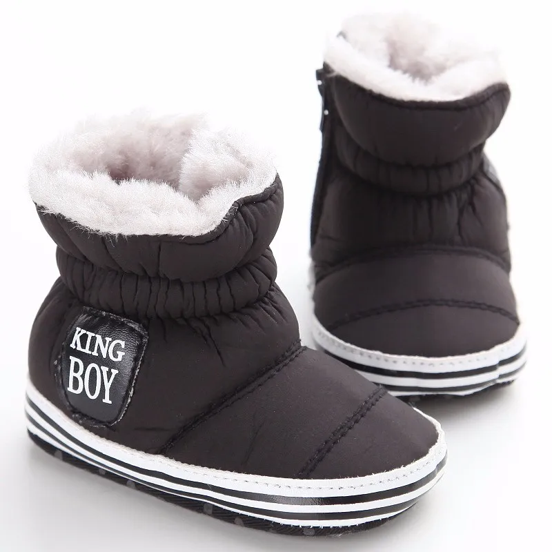 Зимние новые детские зимние ботинки для мальчика, теплые хлопковые Плюшевые Ботинки темно-синего цвета для младенцев, обувь для малышей, мягкая удобная зимняя обувь