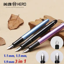 Hero 5028 nibs 3 3 em 1 metal arte caneta caneta de caligrafia caneta paralelo gótico Árabe Uncial Itálico substituição 1.1 1.5 1.9mm(China)
