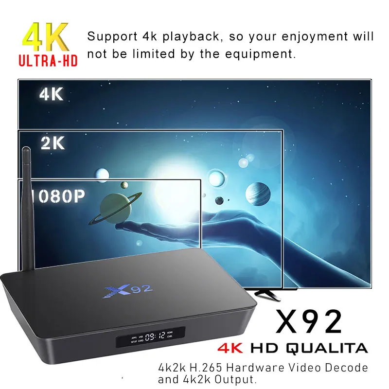 X92 2 ГБ/3 Гб 16 Гб/32 ГБ Смарт медиаплеер Android 7,1 tv Box Amlogic S912 Восьмиядерный KD16.1 двойной Wifi 4K телеприставка