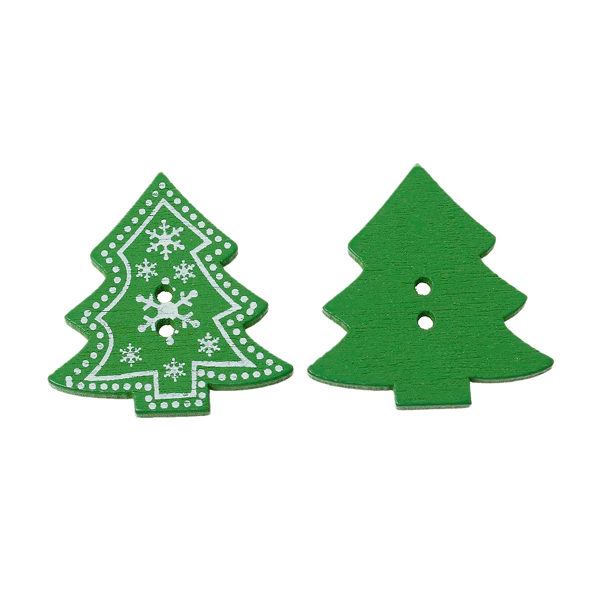 

DoreenBeads Wood Sewing Button Scrapbooking Christmas tree Green Two Holes Snowflake 3.2cm(1 2/8")x3cm(1 1/8"),5 PCs