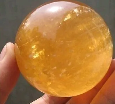 

38-41MM HNATURAL CITRINE CALCITE QUARTZ CRYSTAL SPHERE BALL HEALING GEMSTONE RAINB
