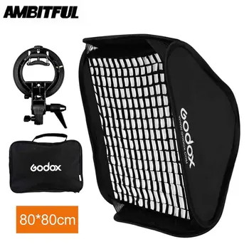 

Godox Ajustable Flash Softbox Grid 80cm * 80cm with Stype Bracket + Honeycomb Grid Mount Kit for Flash Speedlite Studio Shooting