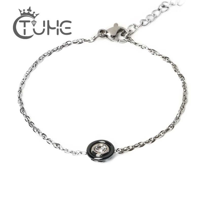 

Simple Style Link Bracelet for Women Ladies Shining AAA Cubic Zircon Crystal Never Fade Ceramic Bracelet Jewelry Birthday Gift