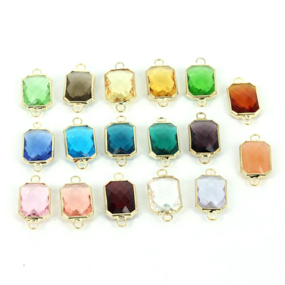 

50pcs Mixed Crystal Quartz Faceted Beads 10x14mm Square Colorful Glass Crystal Pendant DIY Jewelry Making & Bracelet & Necklace