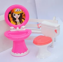 Kid’s Doll House Toys Doll Accessories Plastic Wash Basin + Toilet Set For Barbie Dolls For Kali Dolls