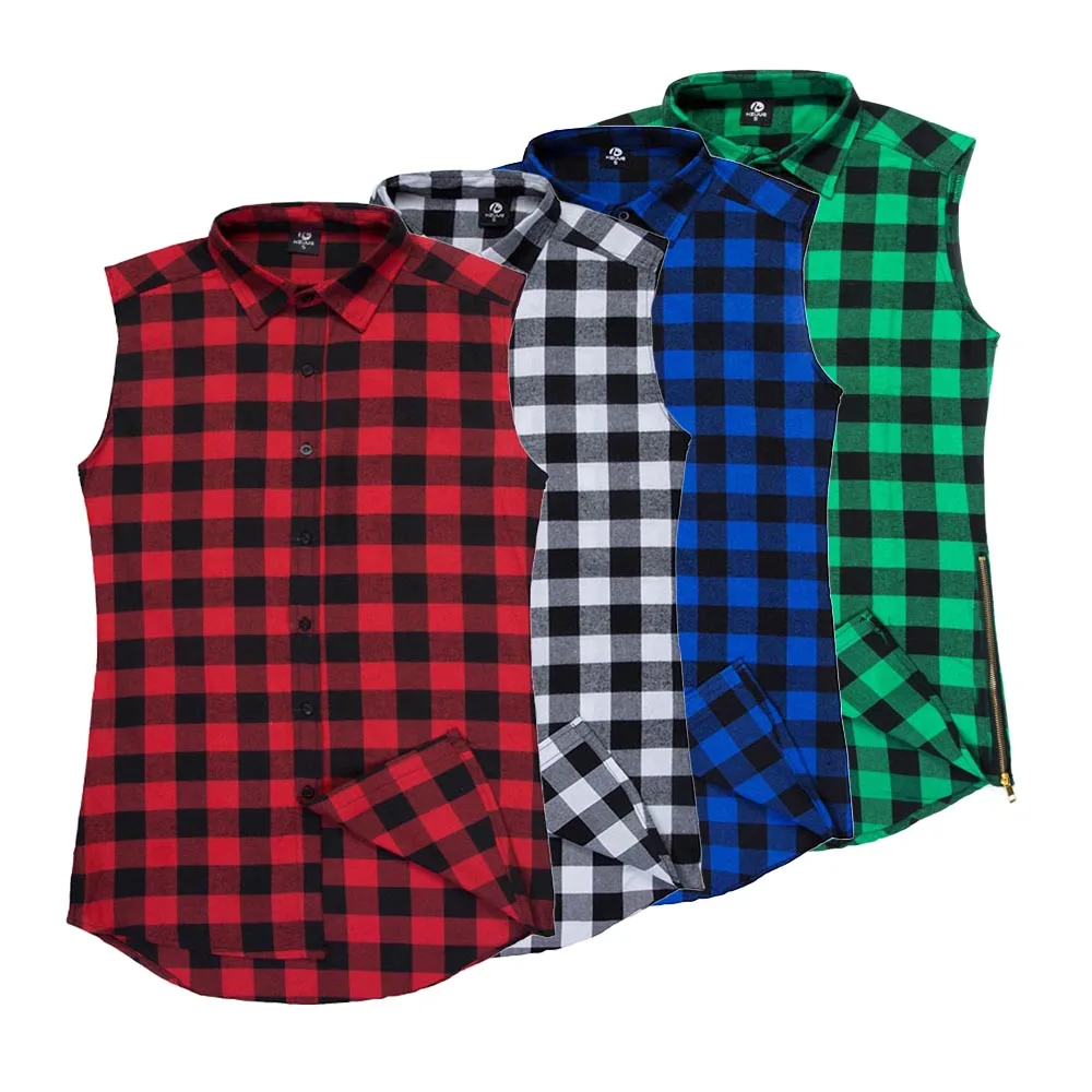 Compare Prices On Sleeveless Plaid Shirt Men- Online Shopping/Buy High Street Extend Side Zipper Plaid Shirt Men Fashion Brand Clothing New 2017 Summer Sleeveless Shirts - Compare Prices On Sleeveless Plaid Shirt Men- Online Shopping/Buy