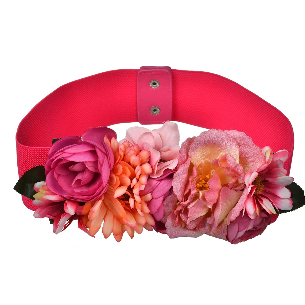 Newly Women Fashion Flower Belt Girl Belt Elastic Lady Belts Sash