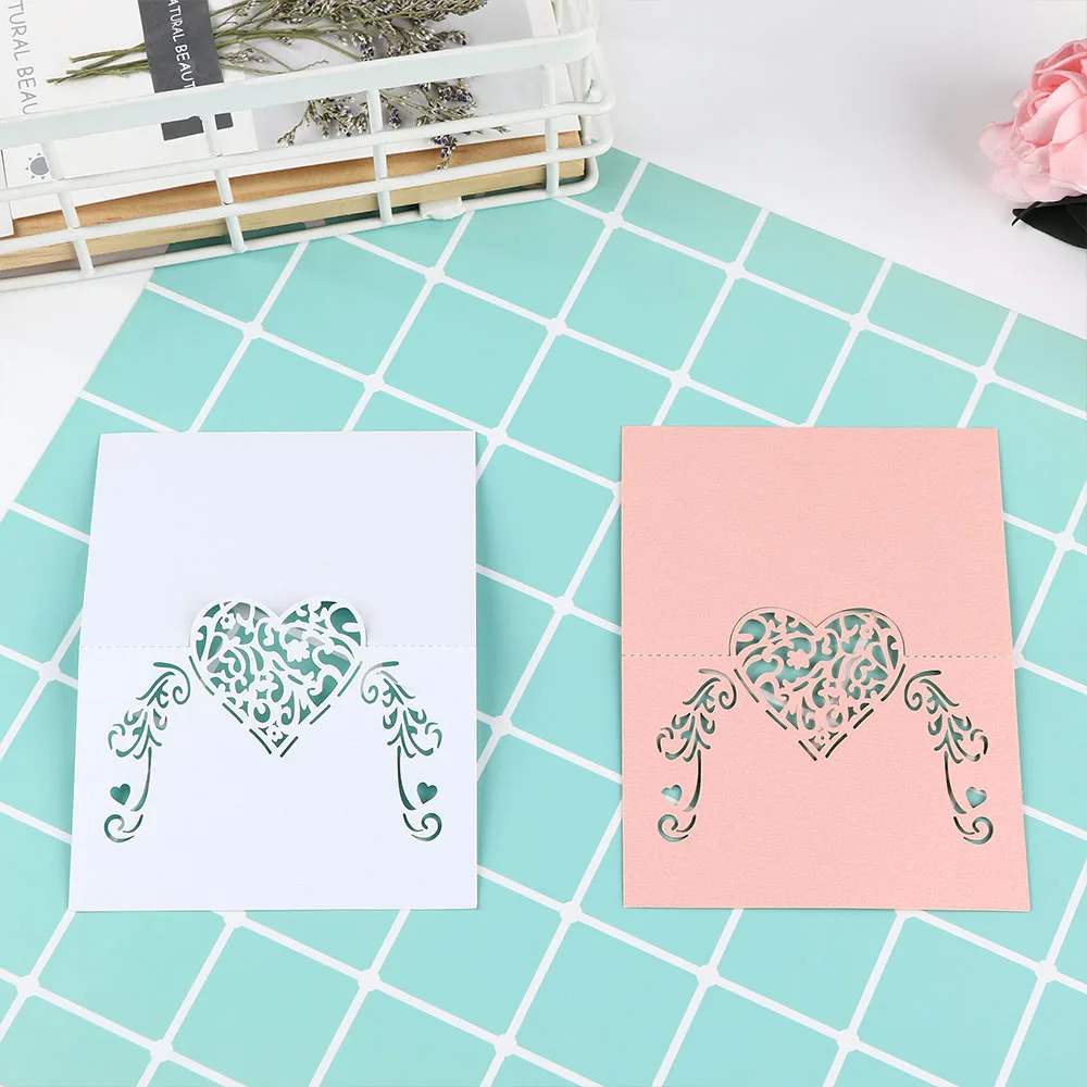  50Pcs Invitation Card Heart Shape Place Laser Cut For Wedding Party Table Decoration Wedding Decor  - 33051644107