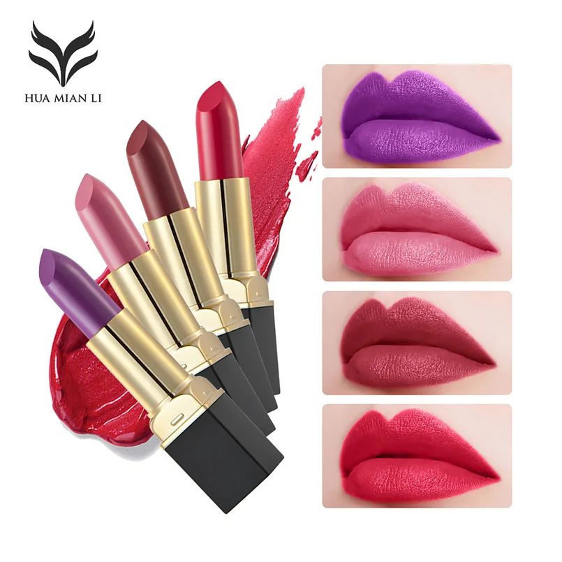

Smooth Matte Velvet lipstick Vampire Red Purple Lip Stick Pigment Lip Makeup Waterproof Long Lasting Batom Lip Tint Maquiagem