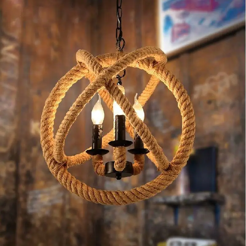 

Vintage Pendant Lamp Loft Industrial Retro Creative Hemp Rope Hanging Light European-style Lighting Fixture AC 110/220V
