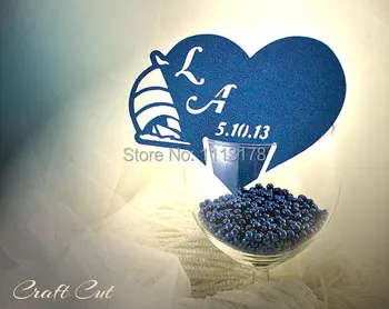 

custom wine glass cards Nautical Wedding Place Cards Escort Name Table Wine Glass Card Decoration Decor Love Sailor Sea