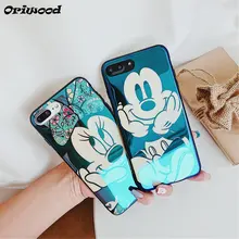 Electroplate Blue Light Soft Phone Cover for iPhone X 6 6s 7 8 Cartoon Minnie Mickey Mouse Phone Case for iPhone 6 6s 7 8 PLus
