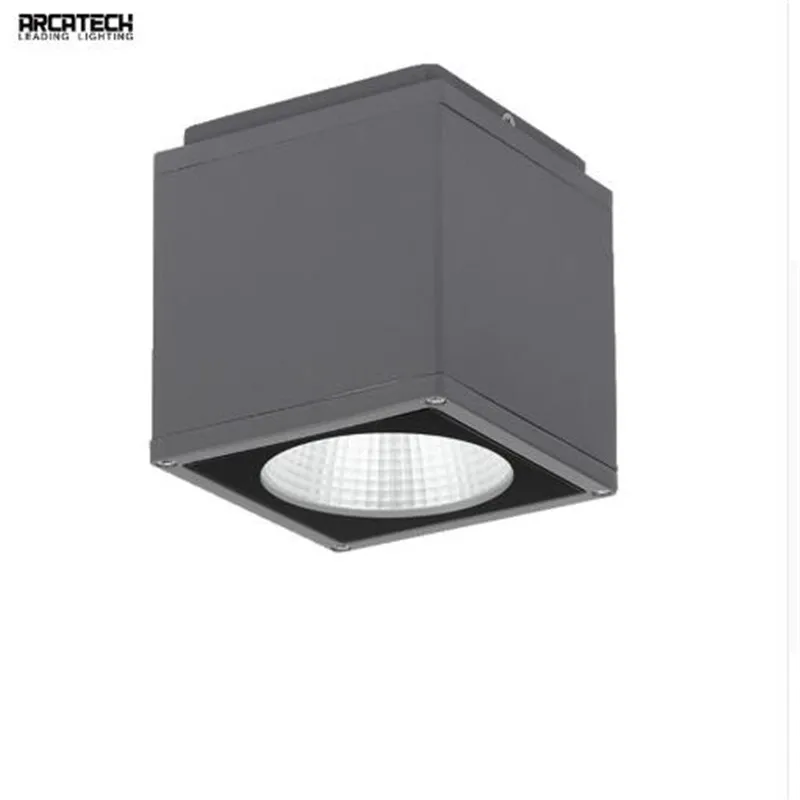 

Simple Square Outdoor Ceiling Light Waterproof Balcony Lamp Courtyard Gate Lights Surface mounted Gray Aluminum (8W) AT-40