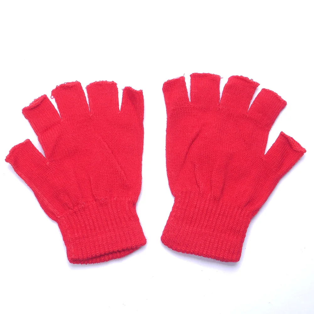 Мужские черные вязаные стрейч половина пальцев перчатки для зимы женские мягкие теплые эластичные варежки аксессуары Прямая поставка