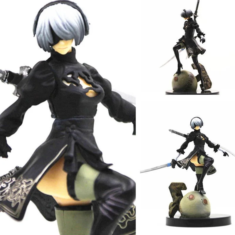 

2018 HOT PS4 Game NieR Automata YoRHa No. 2 Type B 2B Cartoon Anime Toy Action Figure Collection Model Doll 15cm Gifts